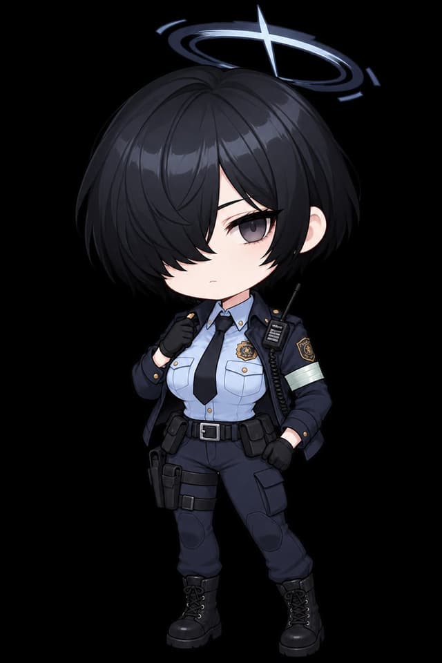 Game Asset - Chibi Tactical Police Girl with Halo — output