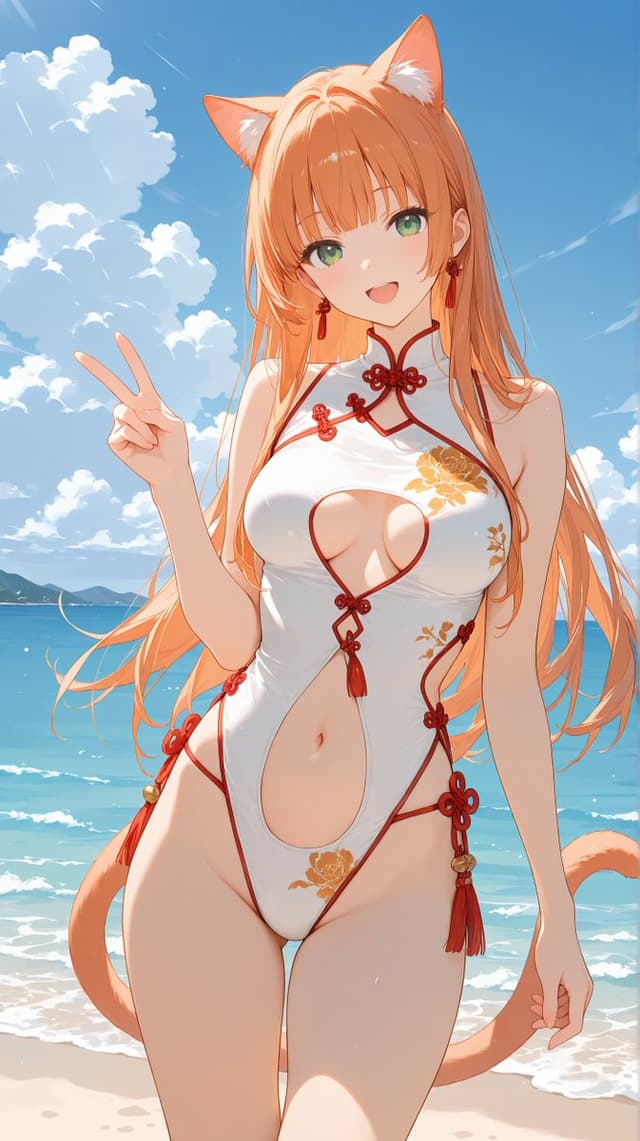 Social Media Post - Anime Illustration Prompt for China Dress Swimsuit — output