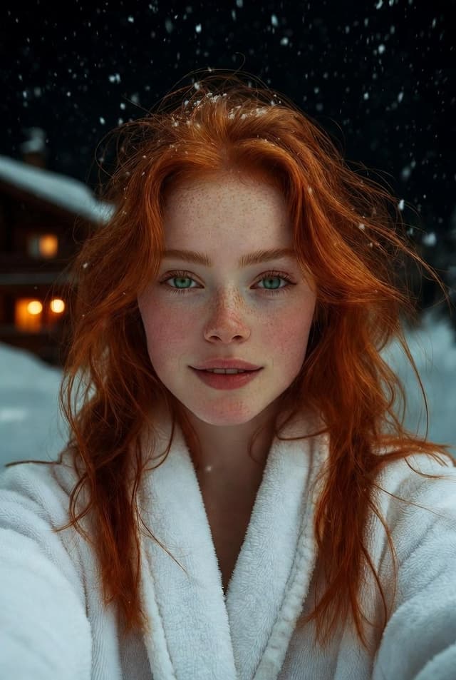 Profile / Avatar - Flash Selfie in Snow at Alpine Chalet Prompt — output