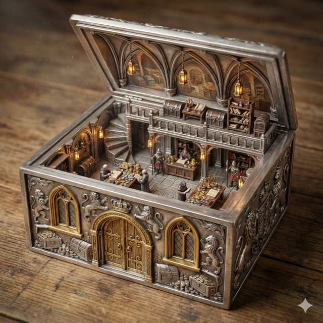 Game Asset - Ornate Box Diorama of a Royal Treasury Counting Room — output