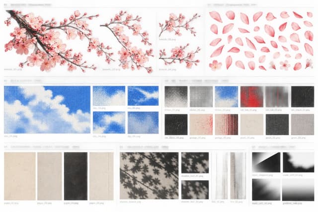 Game Asset - Cherry Blossom & Texture Asset Sheet