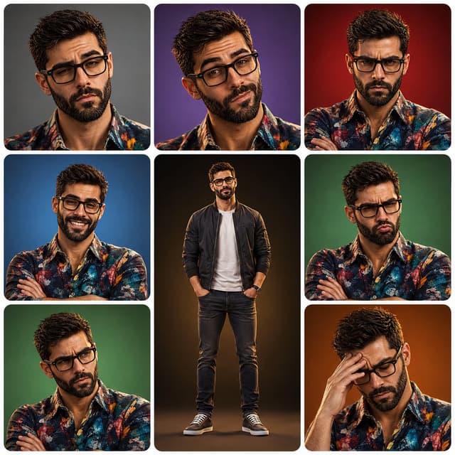 Comic / Storyboard - 3x3 Character Expression Portrait Sheet — output