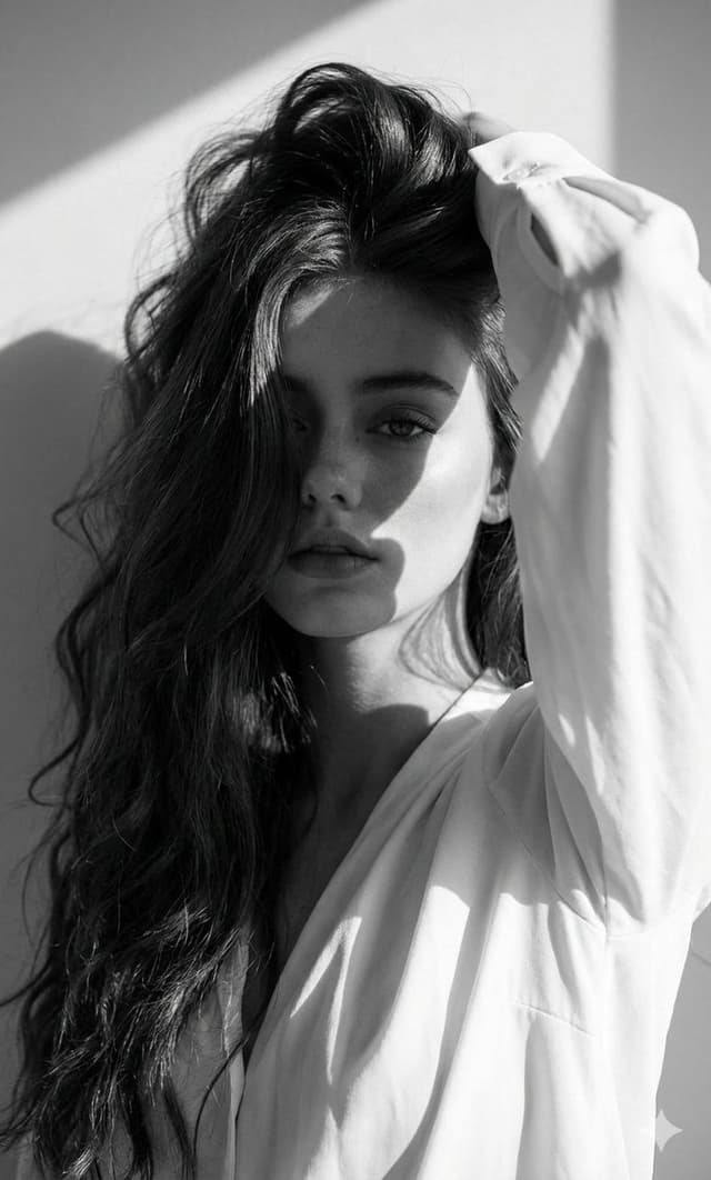 High-Fashion Black and White Editorial Portrait Prompt (Facial Lock) — output