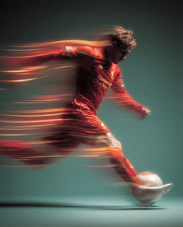 YouTube Thumbnail - Panning shot of a soccer player kicking a ball — output