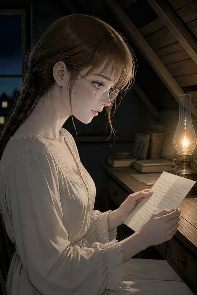 Comic / Storyboard - Girl Reading Letter by Oil Lamp — output