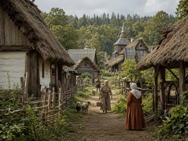 Comic / Storyboard - Photorealistic Medieval Village Lane — output