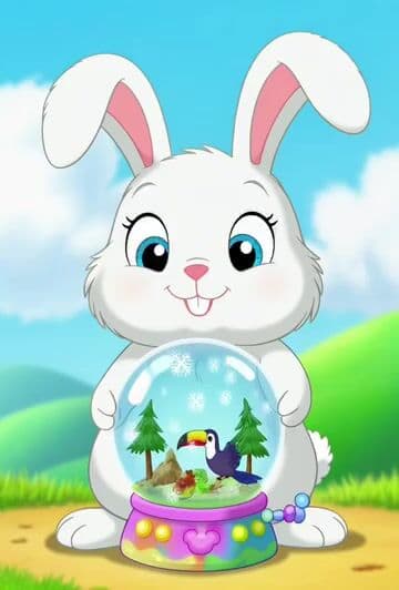 Easter bunny with a snow globe of Costa Rican animals — cover