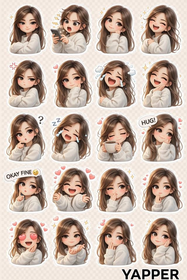 Game Asset - Chibi Anime Girl Sticker Sheet — output