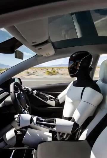 Grok Imagine Prompt: Tesla Optimus Driving in Desert — cover