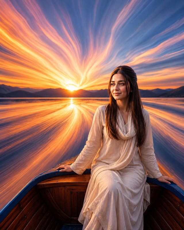 Social Media Post - Cinematic Sunset Lake Boat Portrait — output