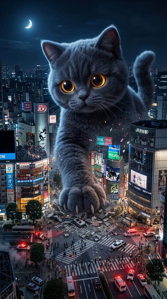 Game Asset - Plush Kaiju Cat Smashing Tokyo — output