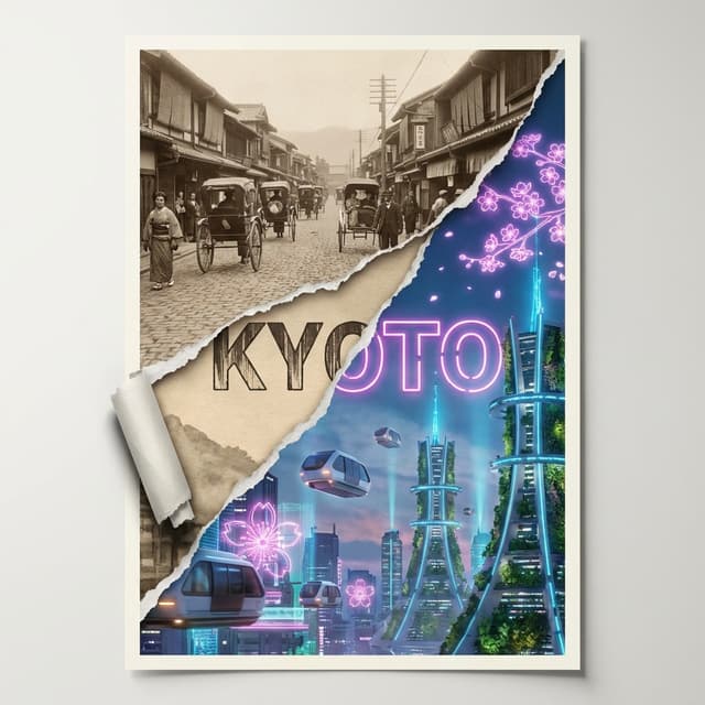 Torn Poster of Contrasting Kyoto Eras — output