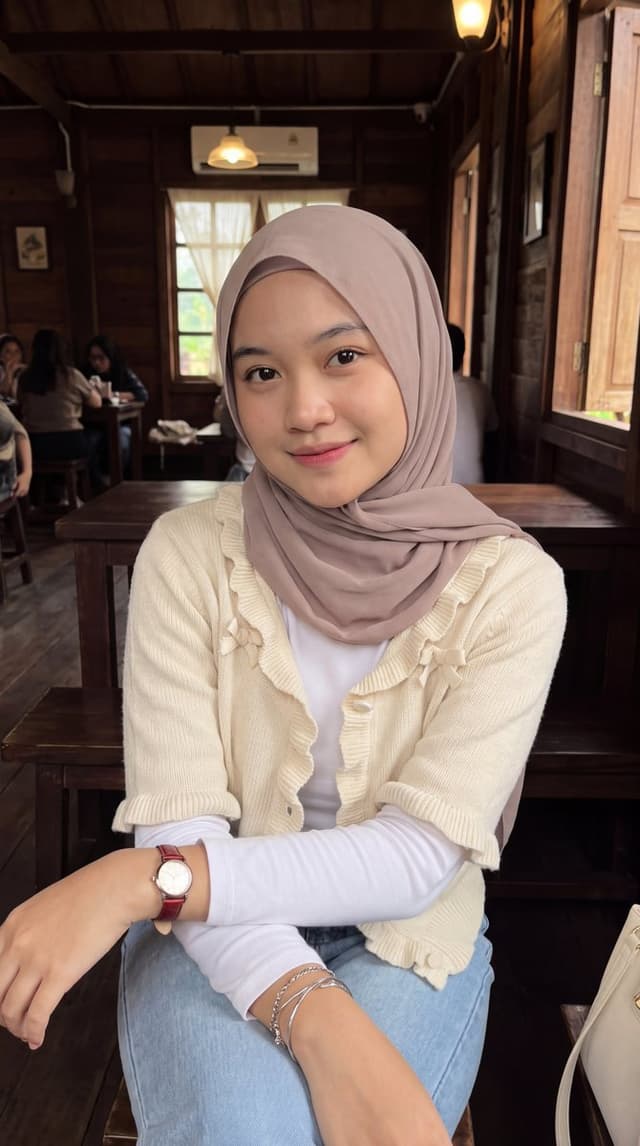 Profile / Avatar - Hijab Portrait Cafe Aesthetic — output