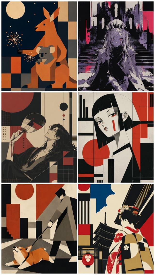 Comic / Storyboard - Six-Panel Retro Japanese Poster Collage — output