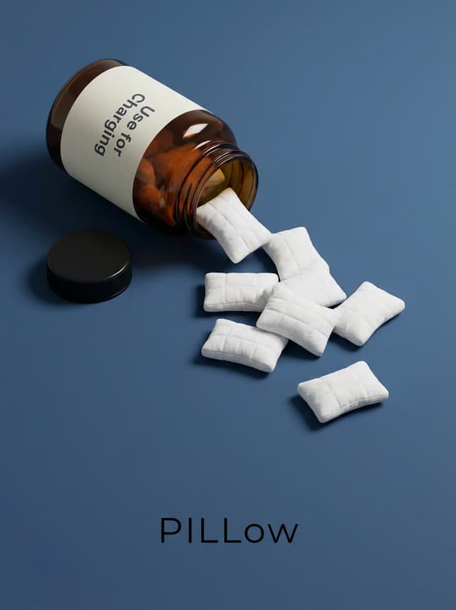 E-commerce Main Image - Surreal Conceptual Product Ad for 'PILLow' Sleeping Pill — output