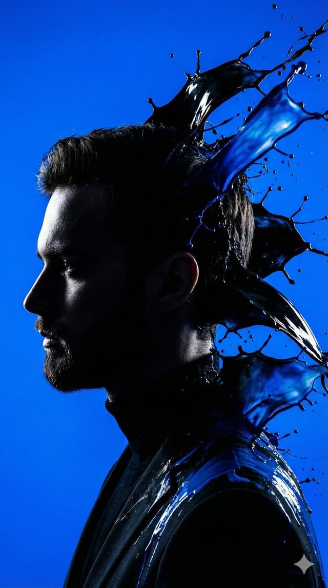 High-Contrast Silhouette with Paint Splashes Prompt — output