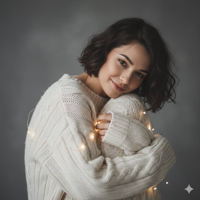 Intimate Studio Portrait with Fairy Lights Prompt — output