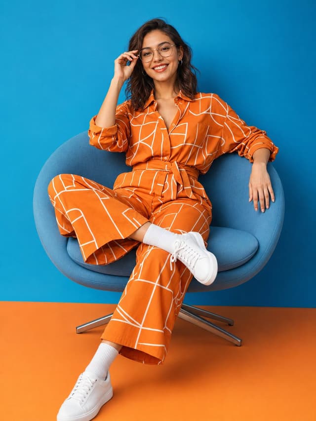 Product Marketing - Patterned Orange Jumpsuit Fashion Lifestyle — output