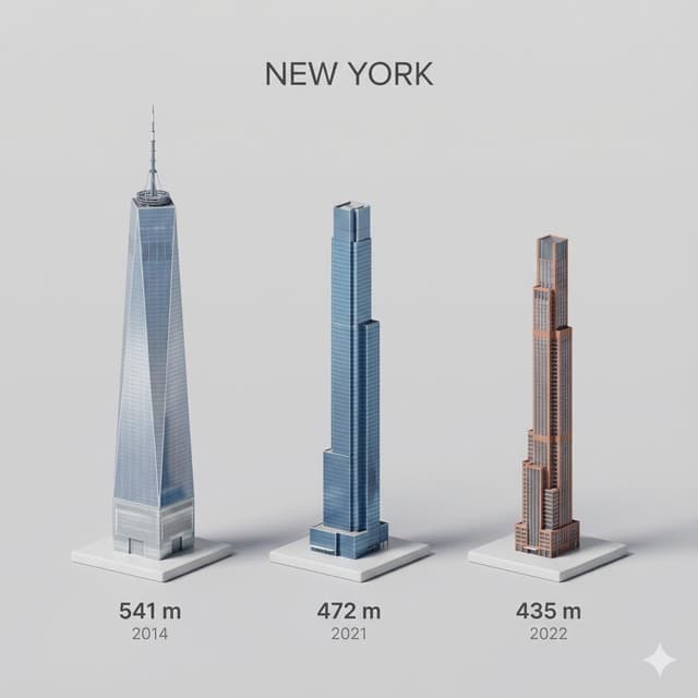City tallest buildings 3D cartoon showcase prompt — output