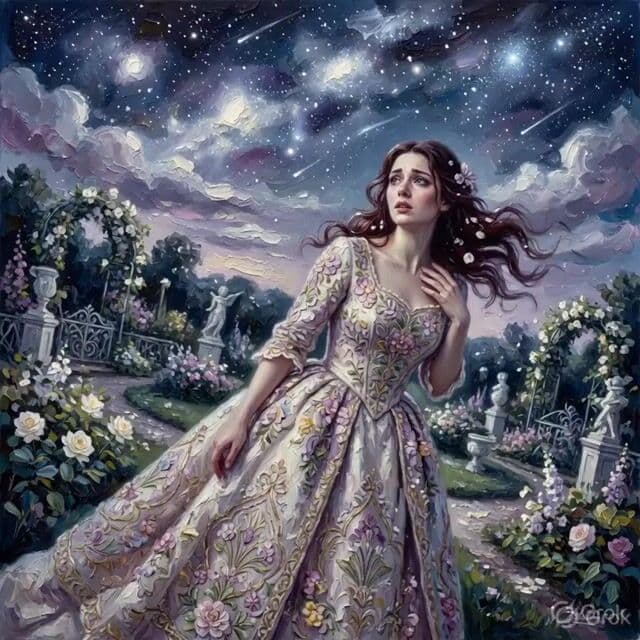 Moonlit Oil Painting Garden Portrait — cover