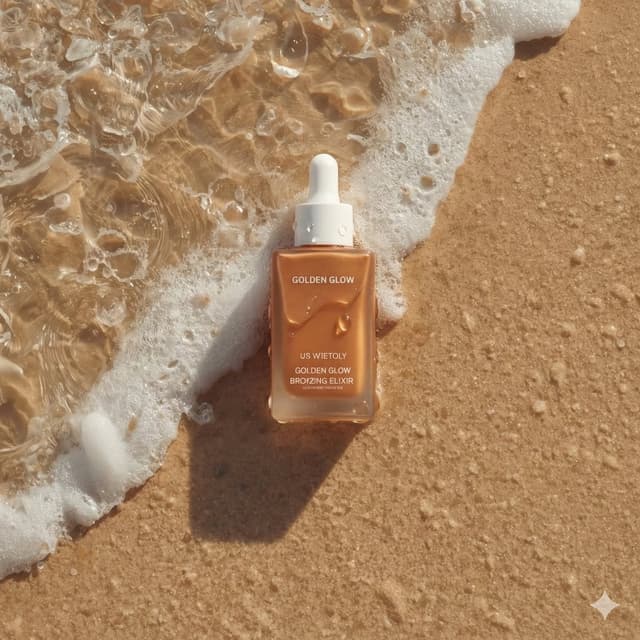 E-commerce Main Image - Ultra-Realistic Skincare Product Photography on Wet Beach Sand — output