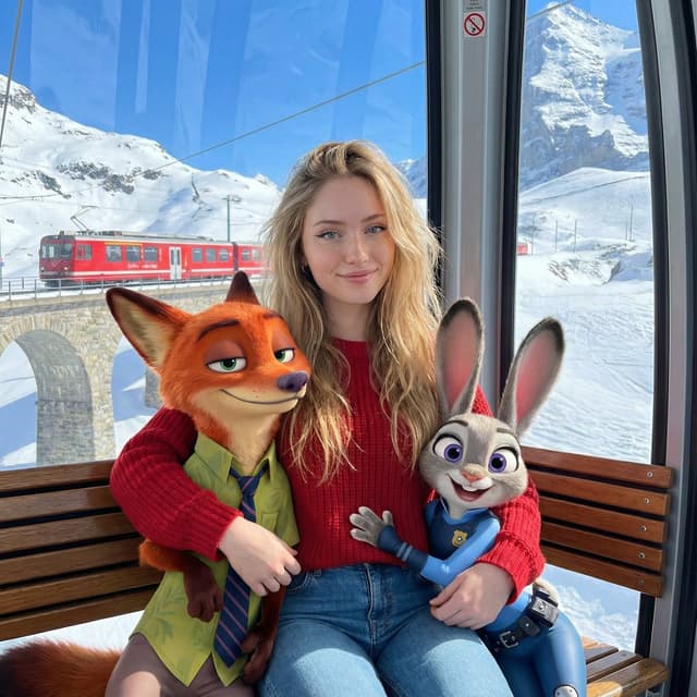 Blending Photorealistic Human with Zootopia Characters in a Cable Car — output