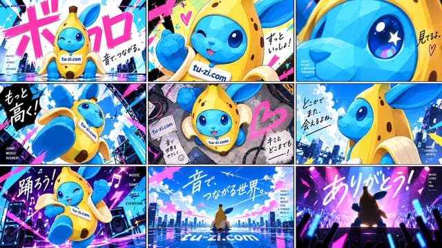 YouTube Thumbnail - Vocaloid MV Style Character Grid — output