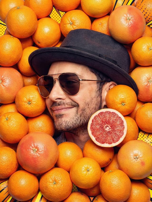 Surreal Pop-Art Citrus Editorial Portrait — output