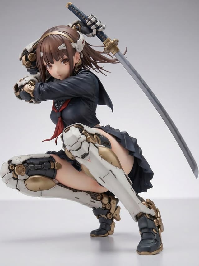 Game Asset - Samurai Mecha Girl Figure — output