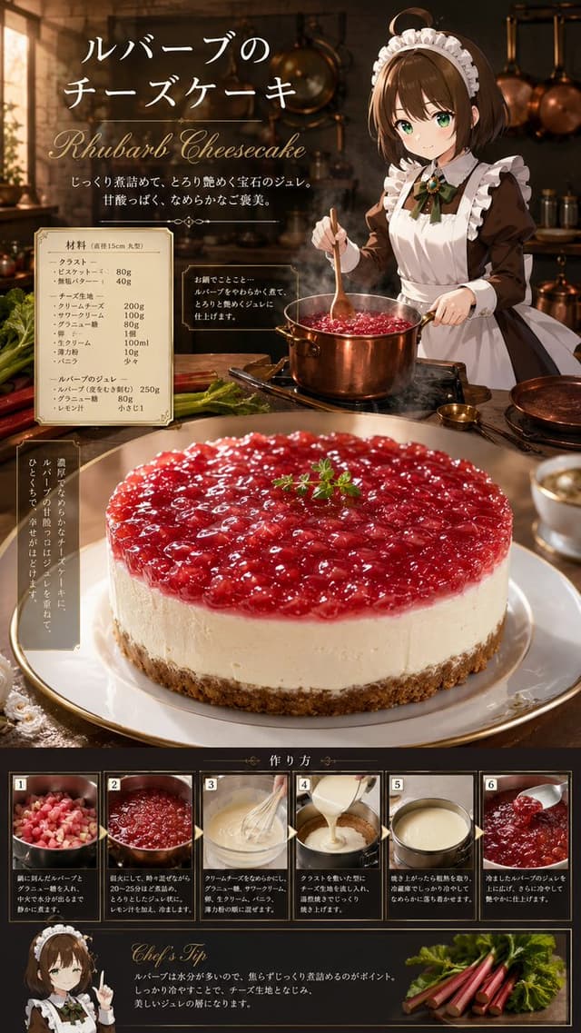 Infographic / Edu Visual - Anime Rhubarb Cheesecake Recipe Poster — output
