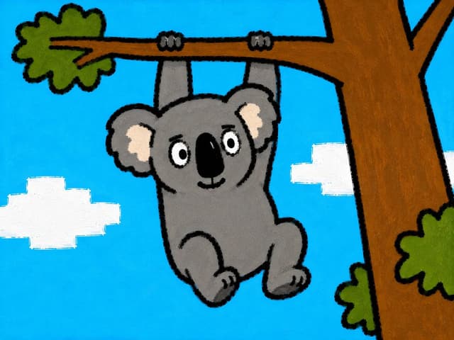 Comic / Storyboard - Childlike Koala Hanging From Tree — output