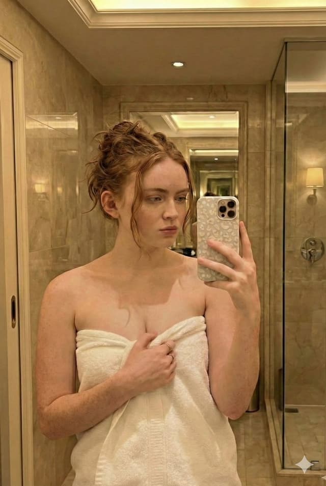 Candid Bathroom Mirror Selfie (Redhead Likeness) — output