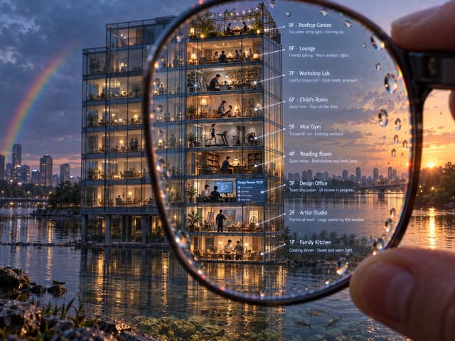 Infographic / Edu Visual - Magnified Glass Building Cutaway — output