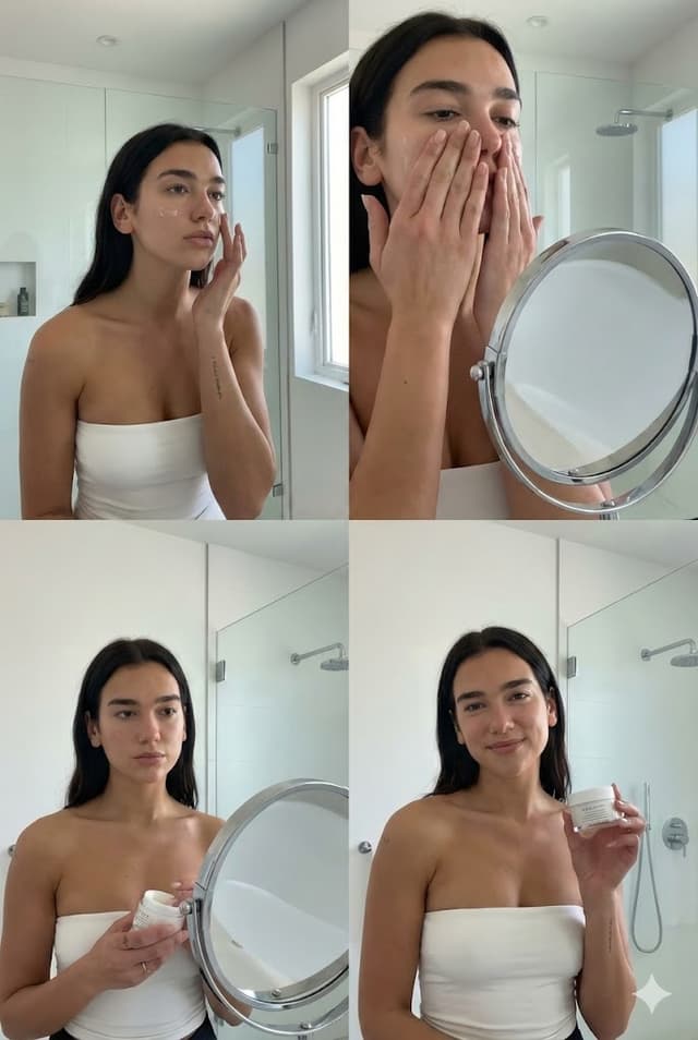 Dua Lipa Skincare Editorial Collage — output
