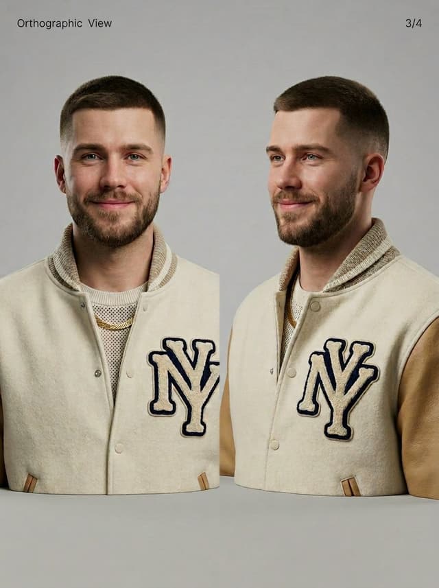 Game Asset - 3D Character Sheet for Varsity Jacket Prompt — output