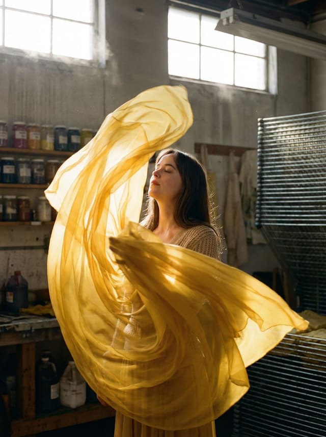 Product Marketing - Surreal Fashion Portrait in a Textile Dye Workshop — output