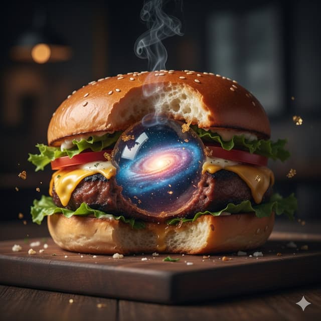 Hyper-Realistic Cinematic Food Action Shot of a Gourmet Burger Mid-Bite — output