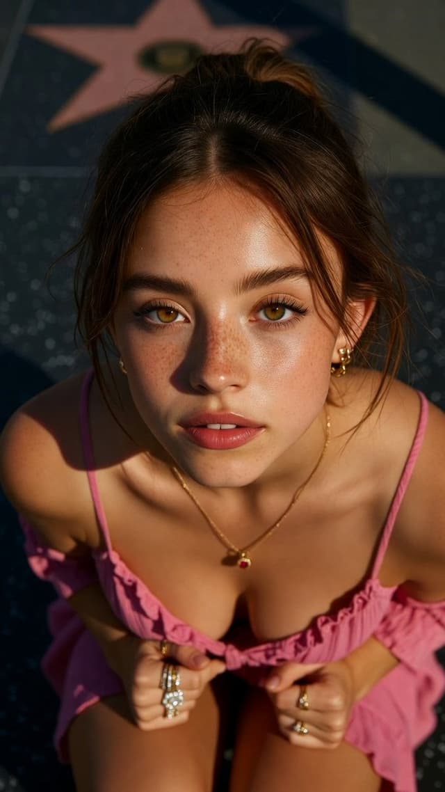 Sydney Sweeney Golden Hour Overhead Portrait on Walk of Fame (Duplicate) — output