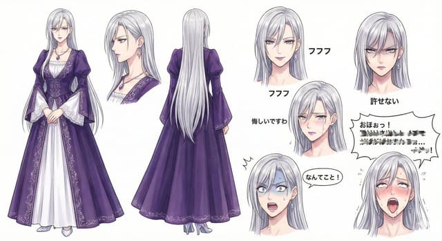 Game Asset - Character Design Sheet for a Villainess — output
