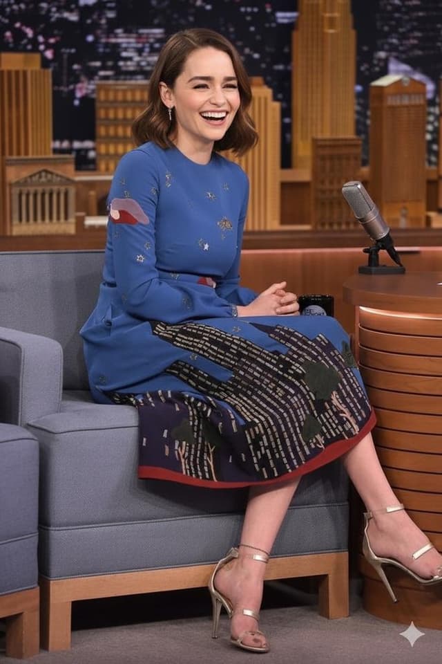 YouTube Thumbnail - Cinematic Talk Show Portrait (Emilia Clarke Inspired) — output
