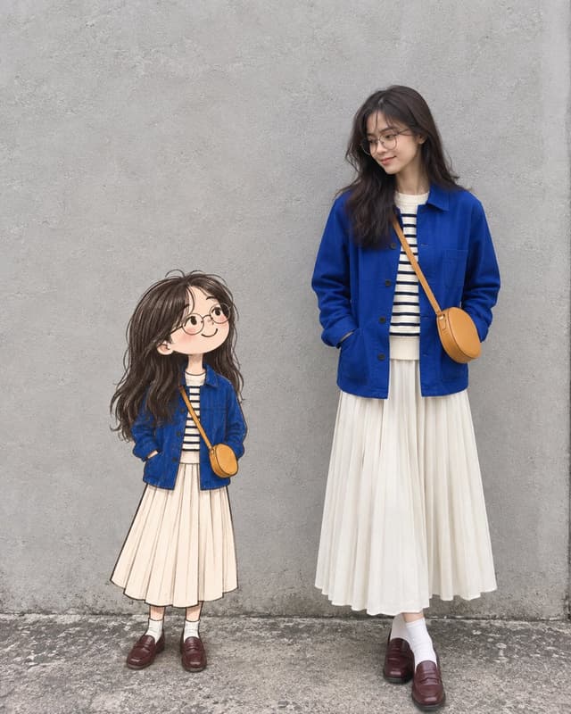 Social Media Post - Real Woman with Illustrated Twin — output