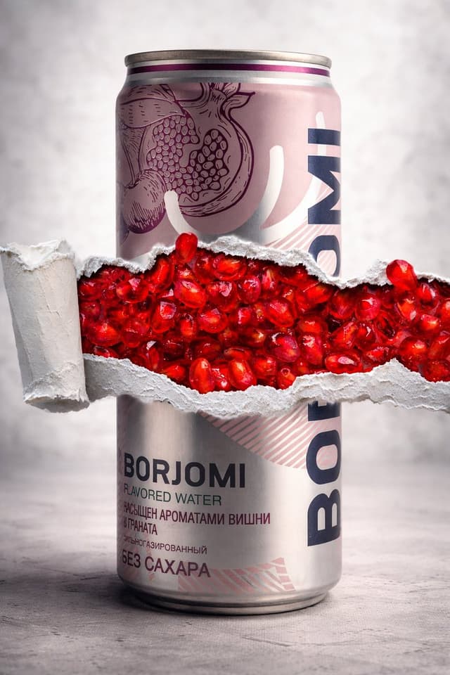 E-commerce Main Image - 8K Product Photography with Conceptual Cutaway (Borjomi) — output