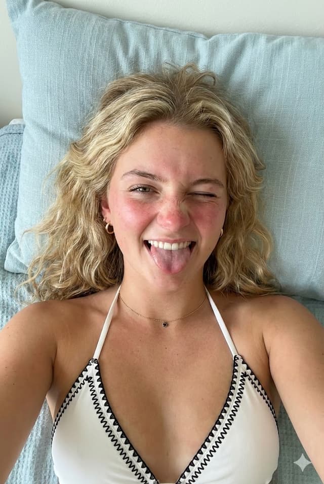 Overhead Winking Bikini Portrait Prompt — output