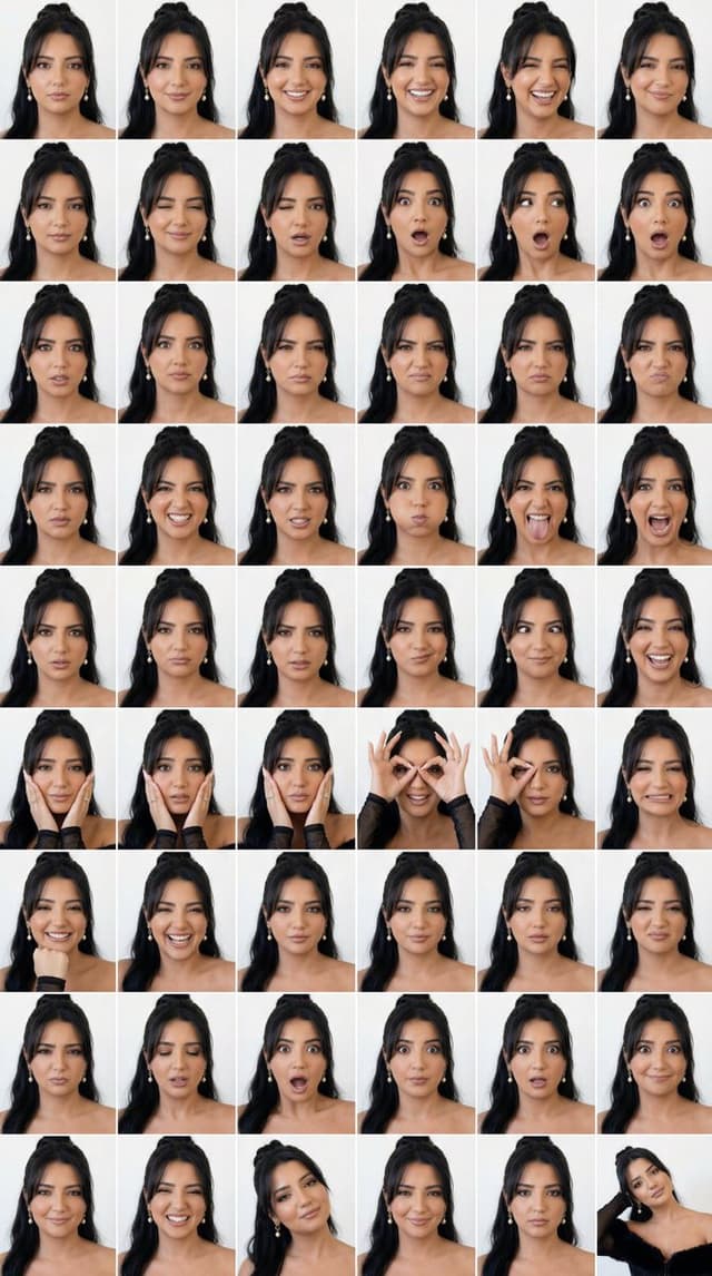Game Asset - 48-Panel Studio Expression Contact Sheet — output