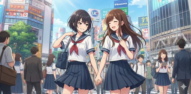 NanoBananaPro Image Generation Prompt: Two High School Girls in Shibuya — output