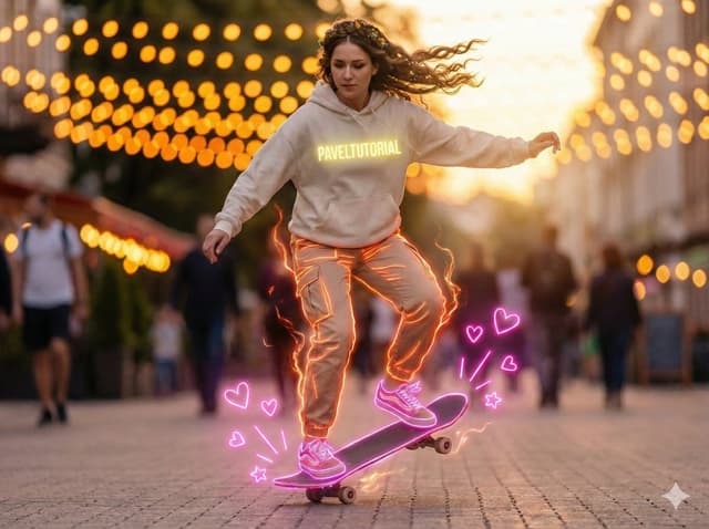 Neon-Outlined Skateboarder Action Shot — output