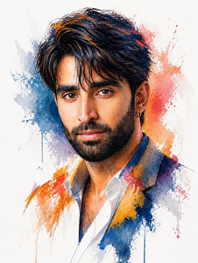 Profile / Avatar - Watercolor Mixed-Media Male Portrait — output