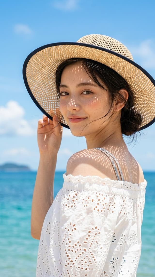 Product Marketing - Sunny Beach Straw Hat Portrait — output