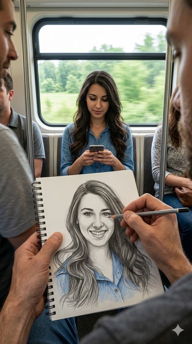 Comic / Storyboard - Subway artist sketching perspective — output
