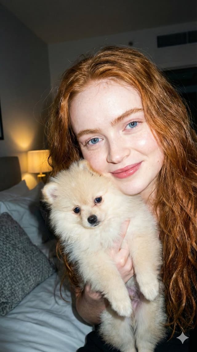 Profile / Avatar - Hard Flash Portrait with Pomeranian Puppy Prompt — output